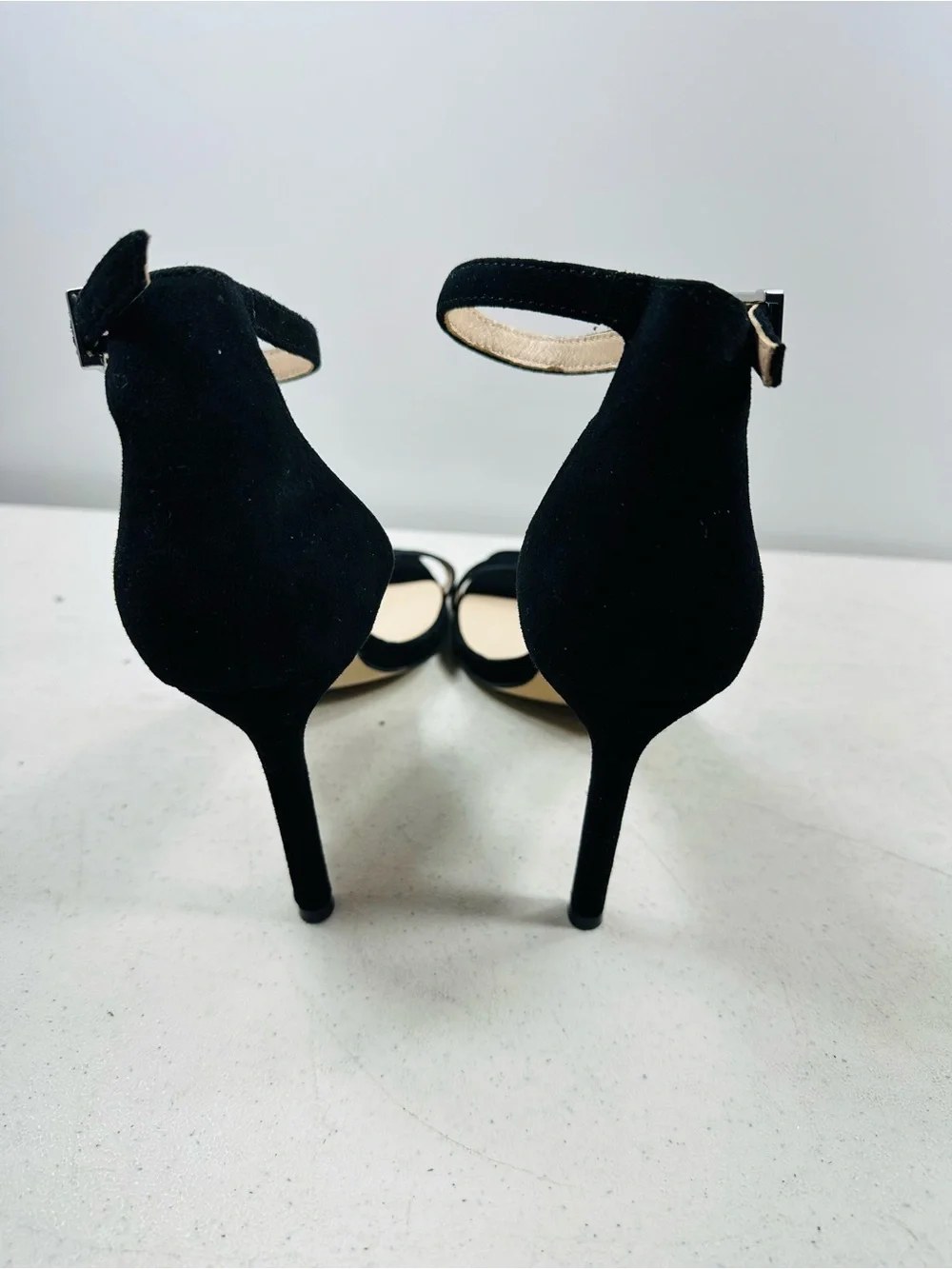 Charles David black suede ankle strap sandals size 6